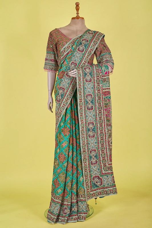 Vellotis Multicolor Printed Silk Saree with Heavy Ethnic Border – Festive & Designer Wear